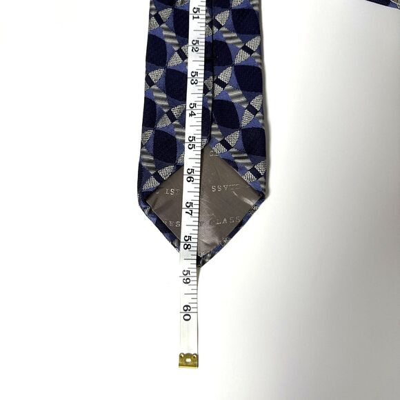 Robert Talbott Blue Geometric Handsewn In USA Mens Tie 100% Silk Necktie - Picture 7 of 7
